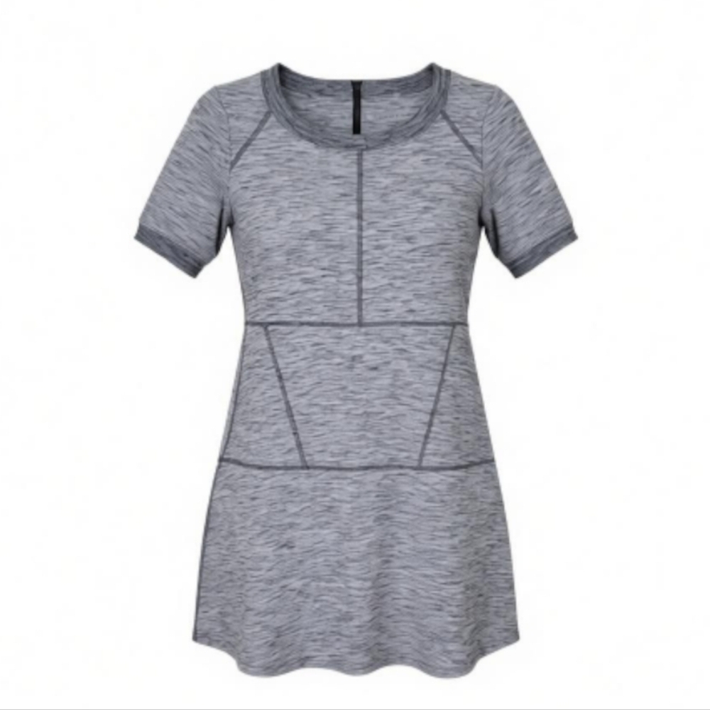 Athleta En Route Dress Size XS Heather Gray Short Sleeve 1/4 Back Zip Stretch - Picture 11 of 11